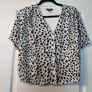 Express white and black print top, size small
